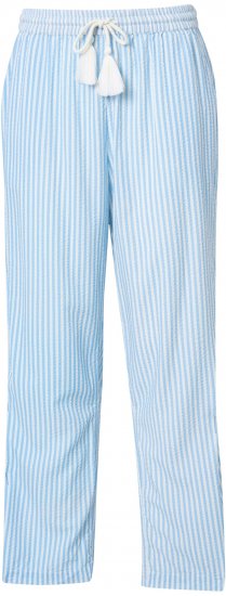 Ulla Popken Seersucker Elastic Waist Pants Blue - Дамски Дънки & Панталони в Големи Размери – Plus Size - 