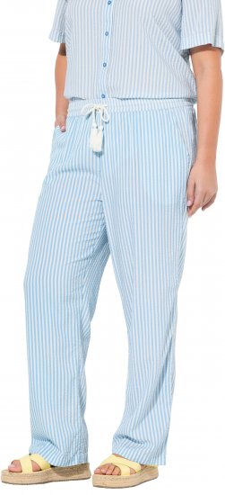 Ulla Popken Seersucker Elastic Waist Pants Blue - Дамски Дънки & Панталони в Големи Размери – Plus Size - 