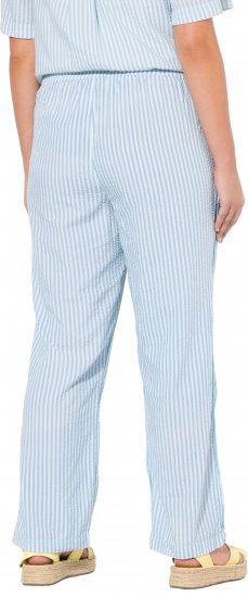Ulla Popken Seersucker Elastic Waist Pants Blue - Дамски Дънки & Панталони в Големи Размери – Plus Size - 
