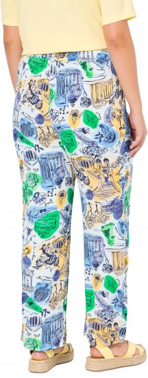 Ulla Popken Italy Print Elastic Waist Pants White - Дамски Дънки & Панталони в Големи Размери – Plus Size - 