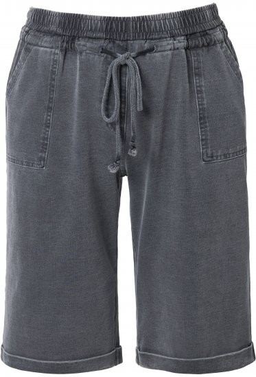 Ulla Popken Indigo Dyed Elastic Waist Jersey Shorts Black - Дамски Дънки & Панталони в Големи Размери – Plus Size - 