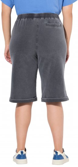 Ulla Popken Indigo Dyed Elastic Waist Jersey Shorts Black - Дамски Дънки & Панталони в Големи Размери – Plus Size - 