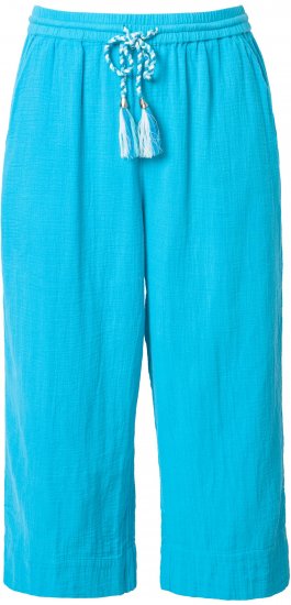Ulla Popken Muslin Elastic Waist Culottes Blue - Дамски Дънки & Панталони в Големи Размери – Plus Size - 