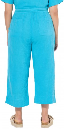 Ulla Popken Muslin Elastic Waist Culottes Blue - Дамски Дънки & Панталони в Големи Размери – Plus Size - 