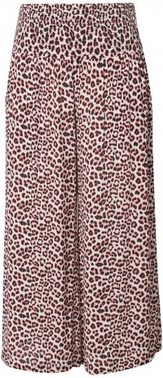 Ulla Popken Rose Wide Leg Elastic Waist Leopard Pattern Culottes White - Дамски Дънки & Панталони в Големи Размери – Plus Size - 