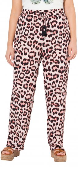 Ulla Popken Leopard Print Elastic Waist Pants White - Дамски Дънки & Панталони в Големи Размери – Plus Size - 