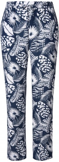 Ulla Popken Feather Print Elastic Waist Pants Blue - Дамски Дънки & Панталони в Големи Размери – Plus Size - 