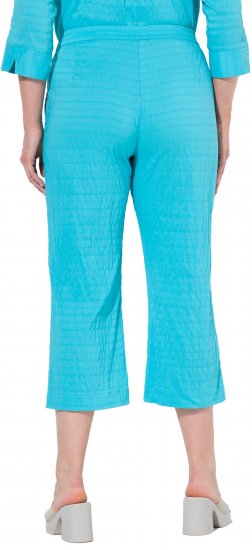 Ulla Popken Textured Elastic Waist Cropped Pants Deep Aqua - Дамски Дънки & Панталони в Големи Размери – Plus Size - 