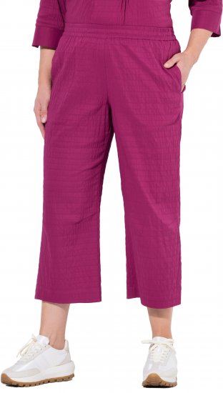 Ulla Popken Textured Elastic Waist Cropped Pants Magnolia Red - Дамски Дънки & Панталони в Големи Размери – Plus Size - 