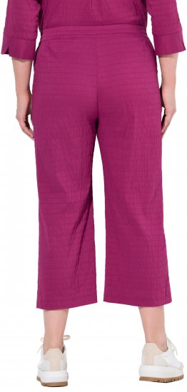 Ulla Popken Textured Elastic Waist Cropped Pants Magnolia Red - Дамски Дънки & Панталони в Големи Размери – Plus Size - 