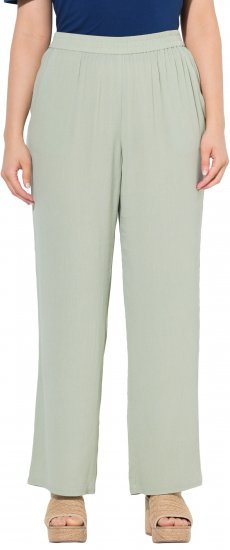 Ulla Popken Elastic Waist Crepe Pants Light Moss Green - Дамски Дънки & Панталони в Големи Размери – Plus Size - 