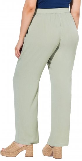 Ulla Popken Elastic Waist Crepe Pants Light Moss Green - Дамски Дънки & Панталони в Големи Размери – Plus Size - 