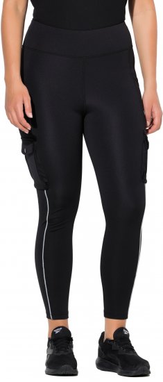 Ulla Popken Cargo Pocket Fleece Lined Sports Leggings Black - Дамски Дънки & Панталони в Големи Размери – Plus Size - 