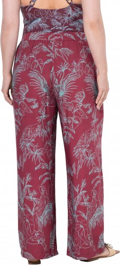 Ulla Popken Wide Leg Elastic Waist Jungle Print Palazzo Pants Brown - Дамски Дънки & Панталони в Големи Размери – Plus Size - 