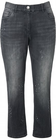 Ulla Popken Rivet Detail Stretch Fit Boyfriend Jeans Black - Дамски Дънки & Панталони в Големи Размери – Plus Size - 