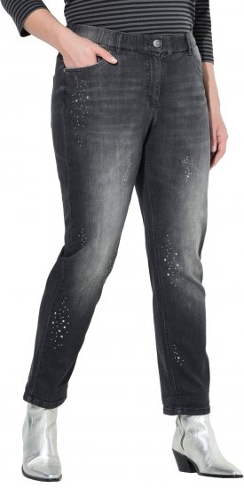 Ulla Popken Rivet Detail Stretch Fit Boyfriend Jeans Black - Дамски Дънки & Панталони в Големи Размери – Plus Size - 