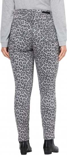 Ulla Popken Slim Leg Leopard Print Stretch Fit Jeans Bright Grey - Дамски Дънки & Панталони в Големи Размери – Plus Size - 