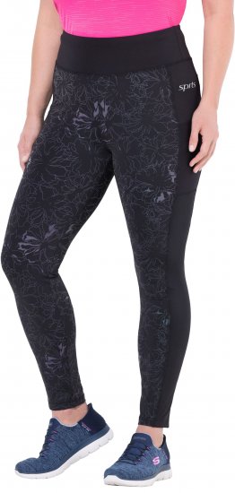 Ulla Popken Quick Drying Flower Print Leggings Black - Дамски Дънки & Панталони в Големи Размери – Plus Size - 