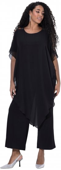 Ulla Popken Layered Chiffon Wrap Jumpsuit Grey - Дамски Дънки & Панталони в Големи Размери – Plus Size - 