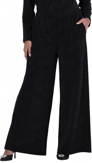 Ulla Popken Wide Leg Elastic Waist Glitter Pants Black - Дамски Дънки & Панталони в Големи Размери – Plus Size - 