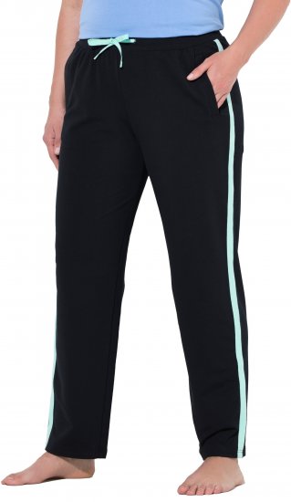 Ulla Popken Side Stripe Elastic Waist Joggers Black - Дамски Дънки & Панталони в Големи Размери – Plus Size - 