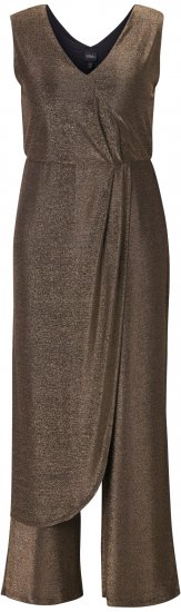 Ulla Popken Draped Sleeveless Glitter Jumpsuit Pearl White - Дамски Дънки & Панталони в Големи Размери – Plus Size - 