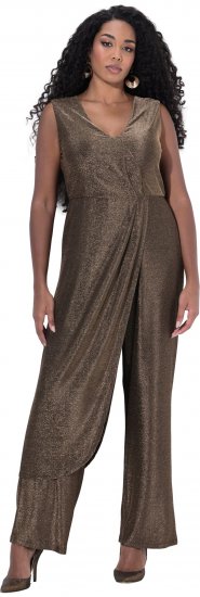 Ulla Popken Draped Sleeveless Glitter Jumpsuit Pearl White - Дамски Дънки & Панталони в Големи Размери – Plus Size - 