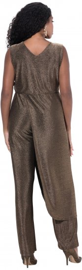 Ulla Popken Draped Sleeveless Glitter Jumpsuit Pearl White - Дамски Дънки & Панталони в Големи Размери – Plus Size - 