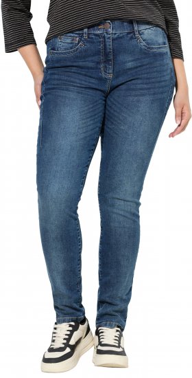 Ulla Popken Decorative Stitched Slim Leg Stretch Fit Jeans Blue Denim - Дамски Дънки & Панталони в Големи Размери – Plus Size - 