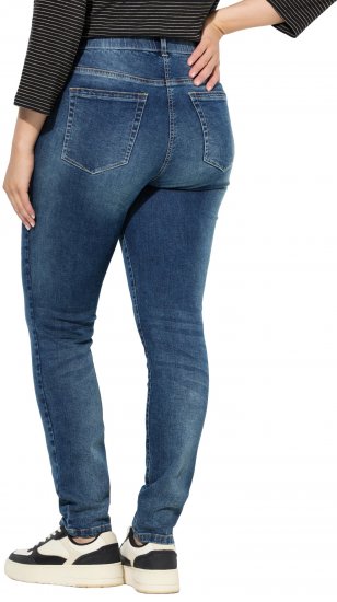 Ulla Popken Decorative Stitched Slim Leg Stretch Fit Jeans Blue Denim - Дамски Дънки & Панталони в Големи Размери – Plus Size - 
