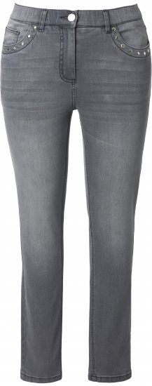 Ulla Popken Rivet Studded Stretch Fit Jeans Grey Denim - Дамски Дънки & Панталони в Големи Размери – Plus Size - 