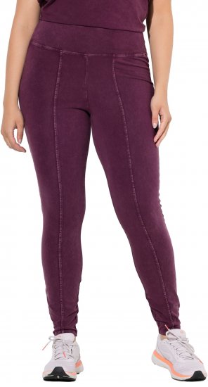 Ulla Popken Acid Wash Decorative Seam Leggings Purple - Дамски Дънки & Панталони в Големи Размери – Plus Size - 