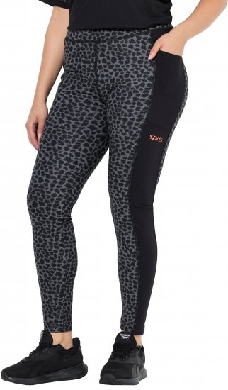 Ulla Popken Quick Drying Leopard Print Sport Leggings Black - Дамски Дънки & Панталони в Големи Размери – Plus Size - 