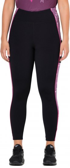 Ulla Popken Quick Drying Botanical Print Sport Leggings Black - Дамски Дънки & Панталони в Големи Размери – Plus Size - 