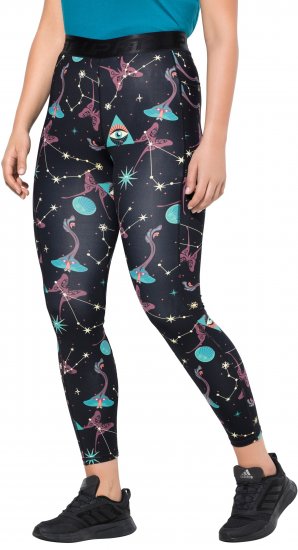 Ulla Popken Quick Drying Celestial Print Sport Leggings Black - Дамски Дънки & Панталони в Големи Размери – Plus Size - 
