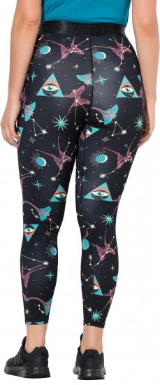 Ulla Popken Quick Drying Celestial Print Sport Leggings Black - Дамски Дънки & Панталони в Големи Размери – Plus Size - 