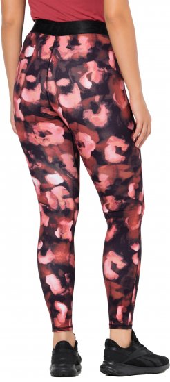 Ulla Popken Abstract Flower Print Performance Leggings Red - Дамски Дънки & Панталони в Големи Размери – Plus Size - 