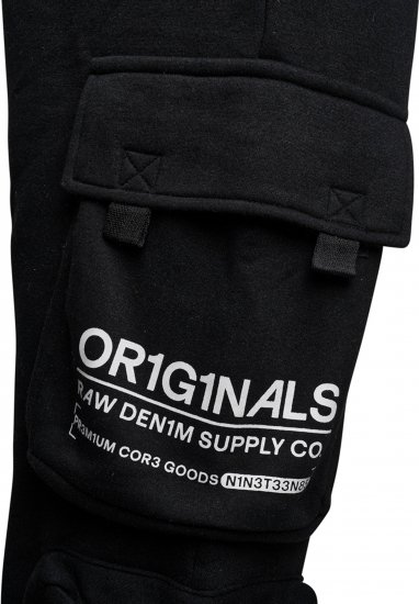 Kam Jeans 244 Raw Denim Cargo PKT Jog Pants Black - Дънки и панталони - мъжки Дънки и панталони големи размери