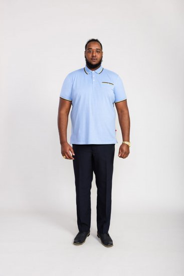 D555 Talbot Pique with Jacquard Collar Polo Shirt Blue - Поло тениски - мъжки тениски с яка големи размери