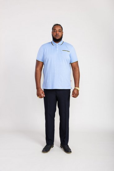 D555 Talbot Pique with Jacquard Collar Polo Shirt Blue - Поло тениски - мъжки тениски с яка големи размери