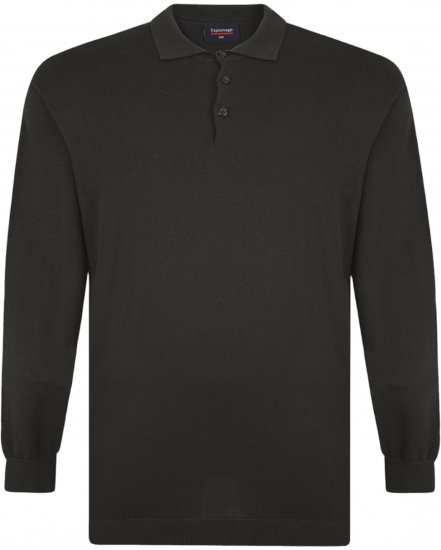 Espionage KW058 Knit Polo Jumper Black - Поло тениски - мъжки тениски с яка големи размери
