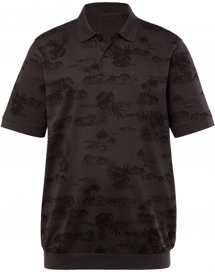 JP1880 Pique with All-over Print Polo Shirt TALL Black - TALL Поло тениски - TALL поло тениски за високи мъже