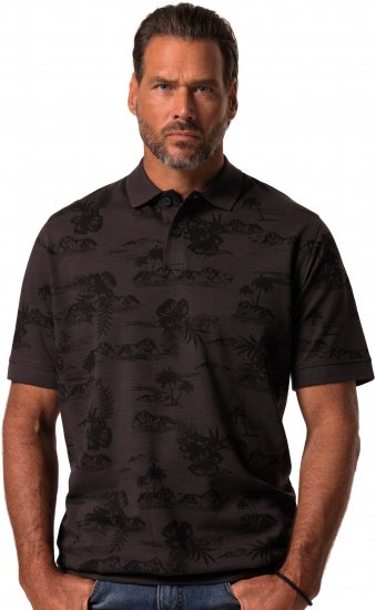 JP1880 Pique with All-over Print Polo Shirt TALL Black - TALL Поло тениски - TALL поло тениски за високи мъже