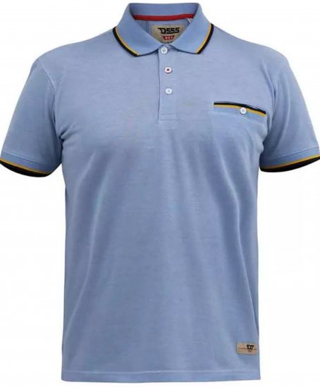 D555 Talbot Pique with Jacquard Collar Polo Shirt Blue - Поло тениски - мъжки тениски с яка големи размери