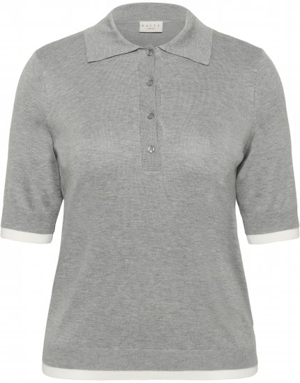 Kaffe Curve Lizzy Contrast Knitted Polo Grey Melange - Поло тениски - 