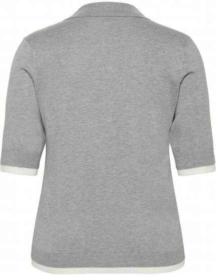 Kaffe Curve Lizzy Contrast Knitted Polo Grey Melange - Поло тениски - 