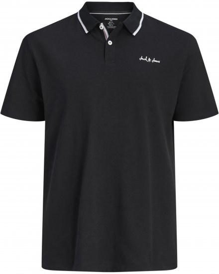 Jack & Jones Blaze Short Sleeve Polo Black - Поло тениски - мъжки тениски с яка големи размери