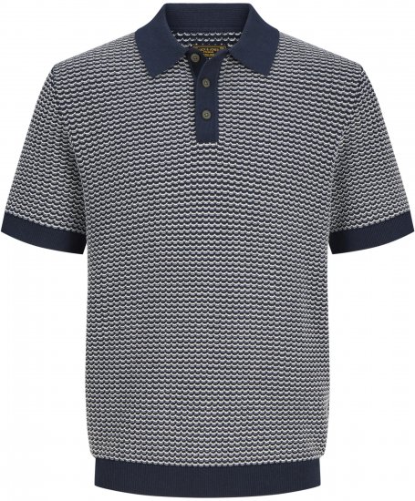 Jack & Jones Blukingsley Knitted Short Sleeve Polo Navy - Ризи - мъжки ризи големи размери