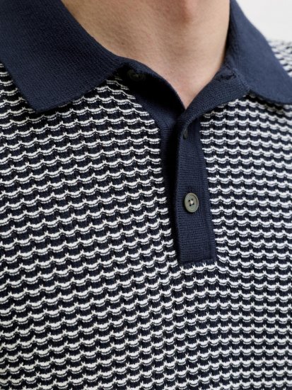 Jack & Jones Blukingsley Knitted Short Sleeve Polo Navy - Ризи - мъжки ризи големи размери