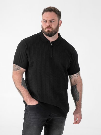 D555 Kennedy Cable Knitted Polo Black - Поло тениски - мъжки тениски с яка големи размери